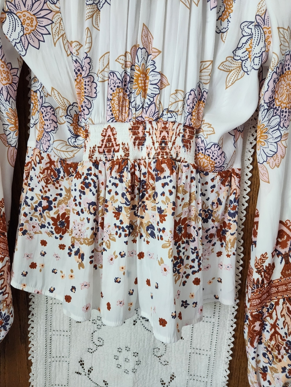Free People Run Free Floral Tie-Front Blouse - Picture 7 of 10
